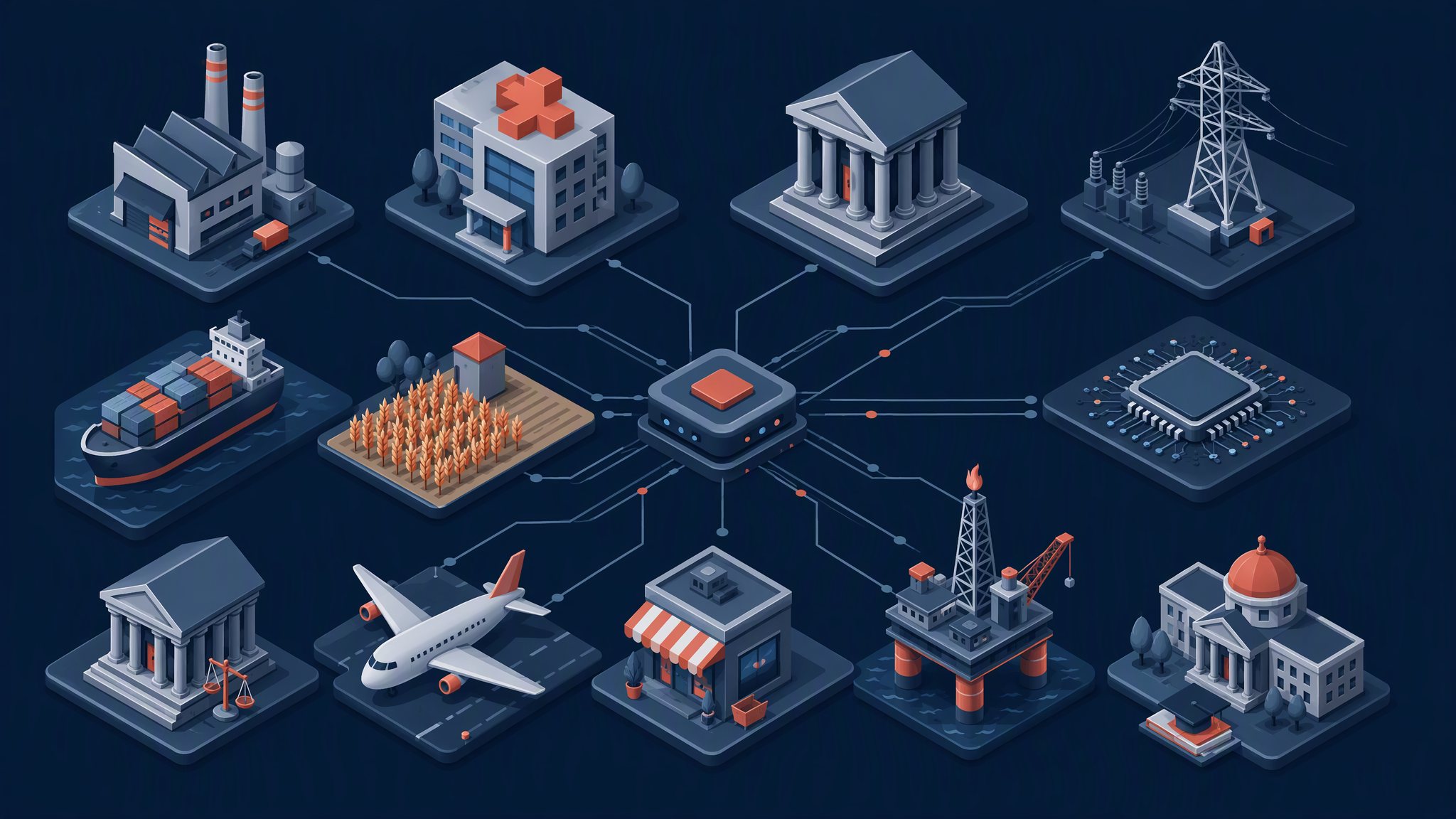 Twelve industry sectors connected to one governed data hub